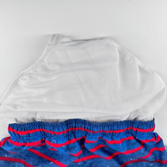 Under Armour Boys Swim Trunks YXL Blue Red Stripe Lined Mesh Shorts - Picture 5 of 8